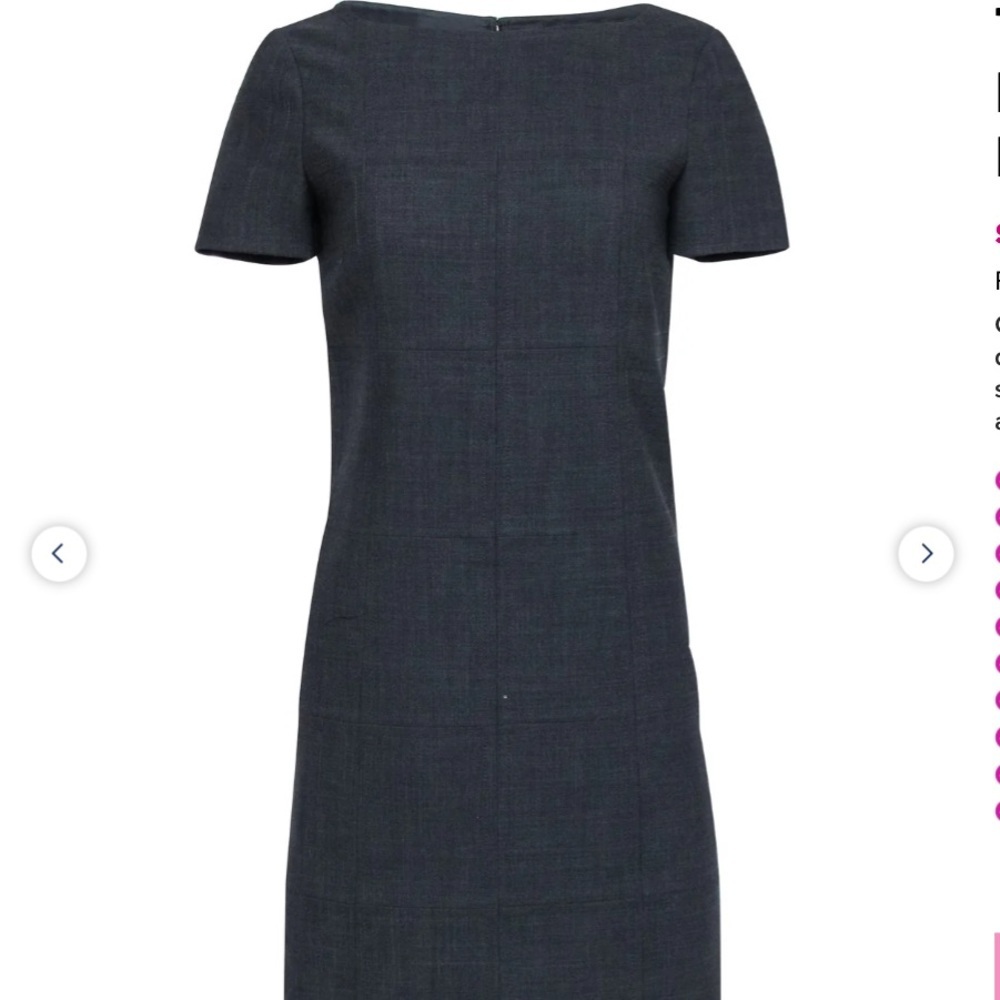 Tory Burch Grey Grid Patter Short Sleeve A-Line Dress Size 4